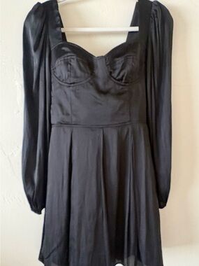 Aqua Black Satin Mini Corset Dress S Whimsi Fairy Goth Cocktail Evening